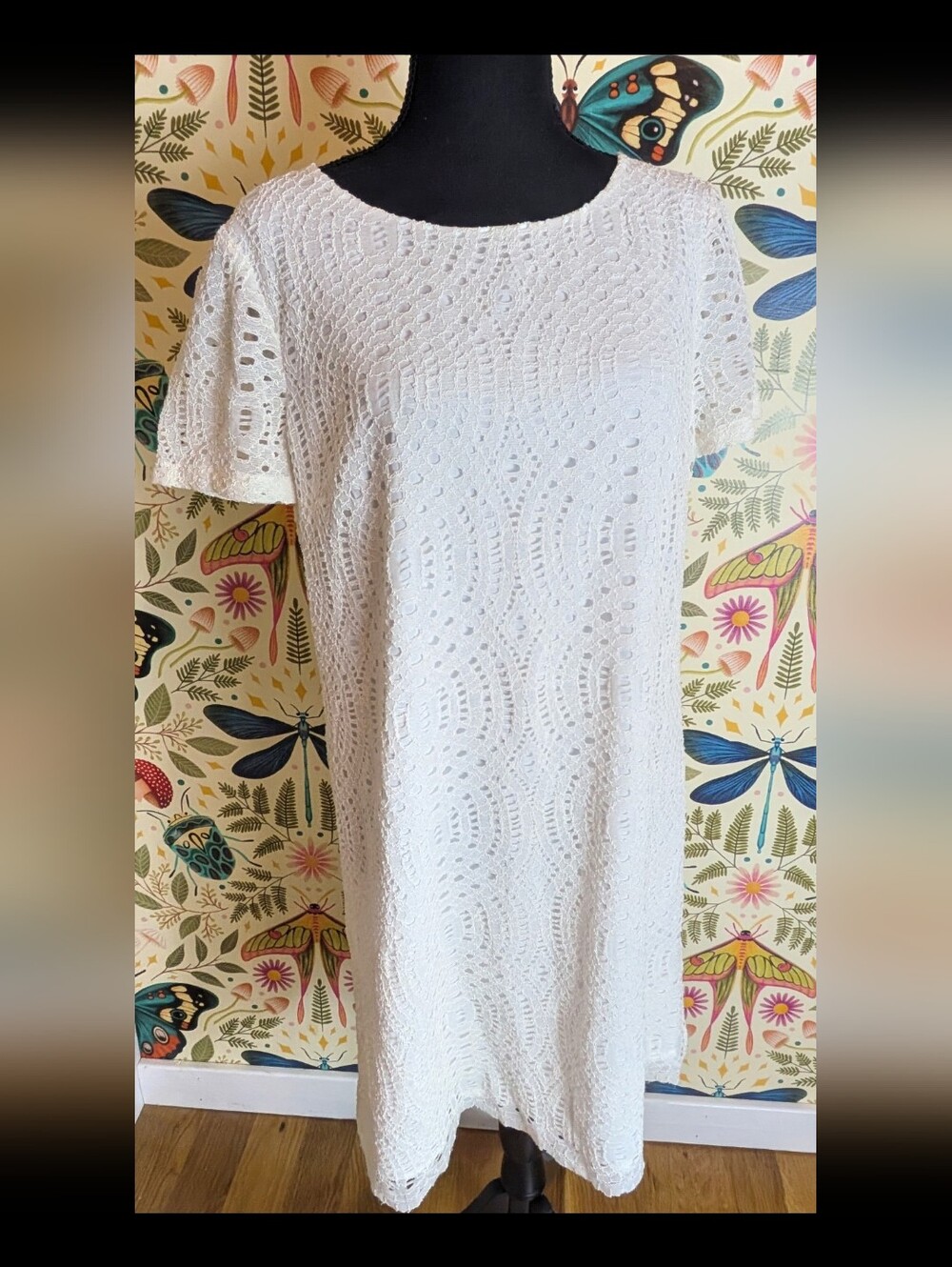 J. Crew White/Cream Eyelet Crochet Shift Dress NWT!